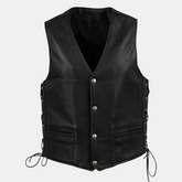 Men's Black Steerhide Motorcycle Leather Vest